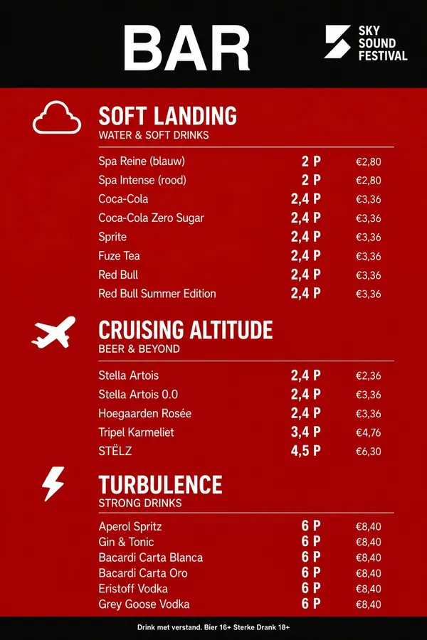 SkySound bar menu board