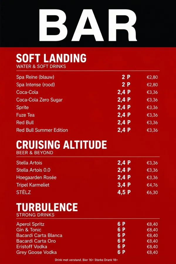 SkySound bar menu board, variant