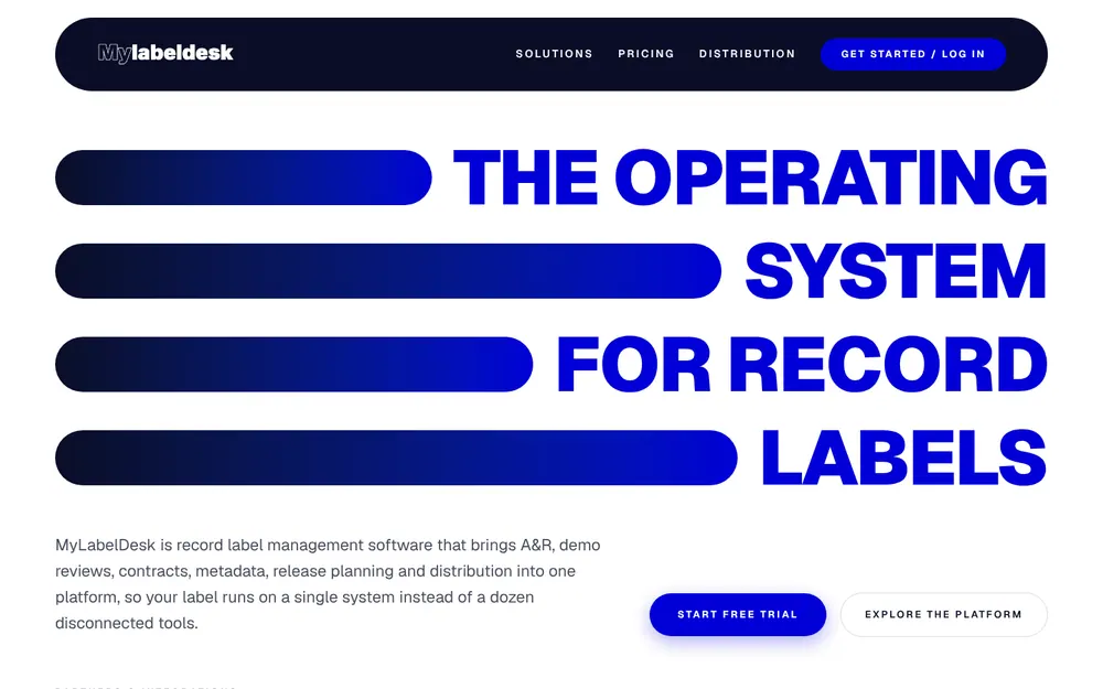 MyLabelDesk website: The operating system for record labels